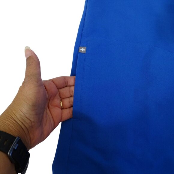 Figs Rafaela Blue Sleeveless Mandarin Collar Scrub Top Women Size S Pockets - Picture 3 of 8